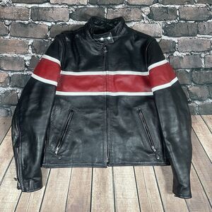 Hot Leathers Women's Size XL Black And Red Motorcycle Jacket Moto Rider Vintage